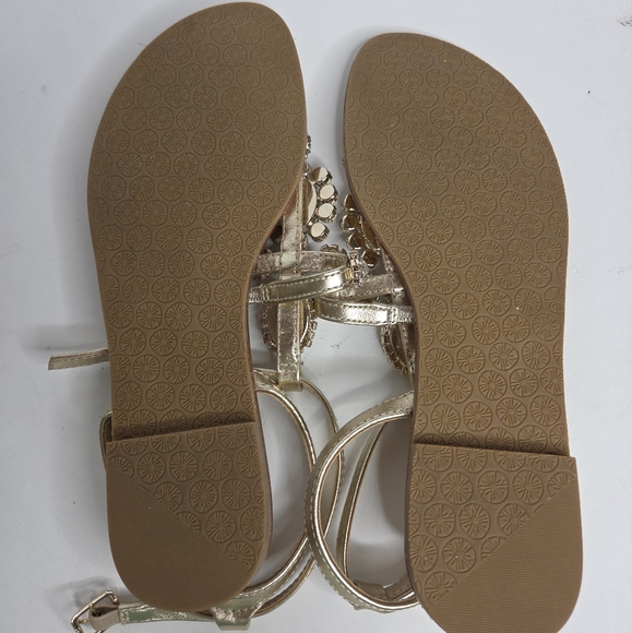 Lilly Pulitzer Katie Embellished T Strap Gold Metallic Thong Sandal Size 7 - Picture 7 of 10